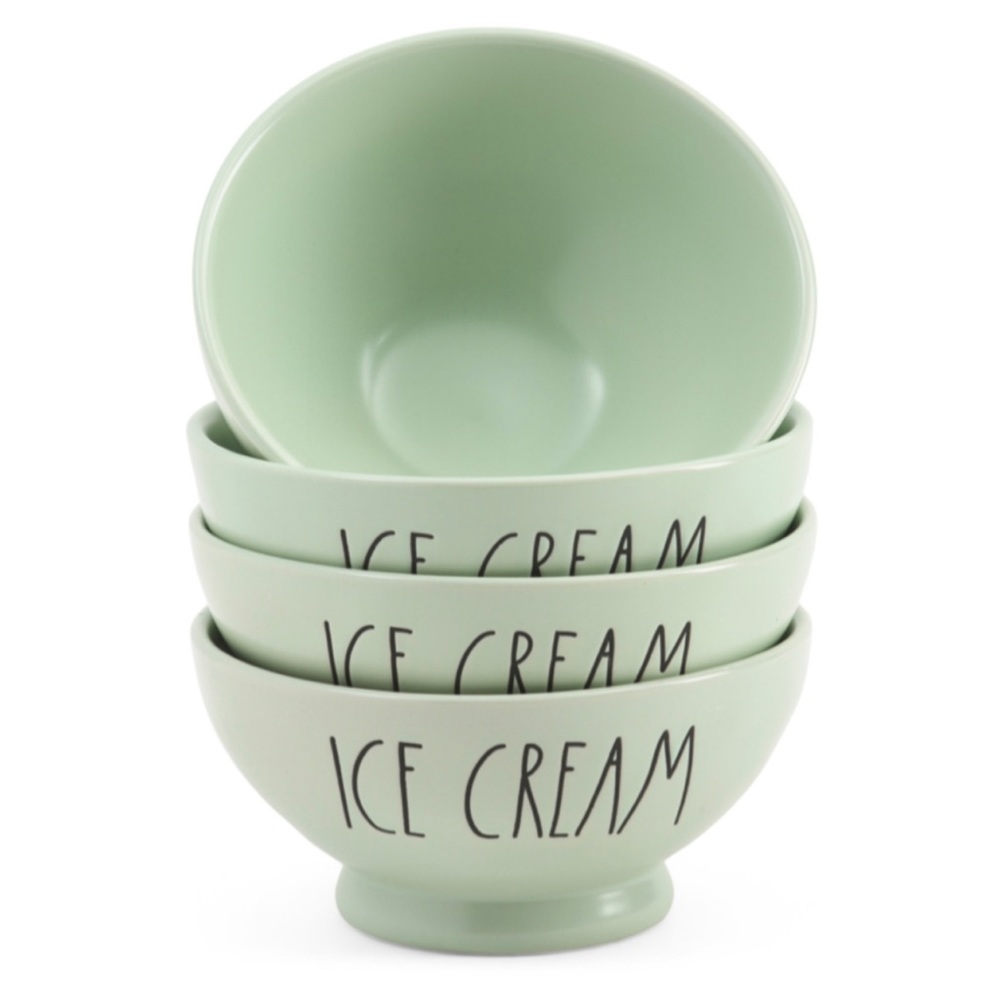 RAE DUNN Artisan Collection by MAGENTA Ice Cream Bowl, Ceramic, Set of 4, Mint